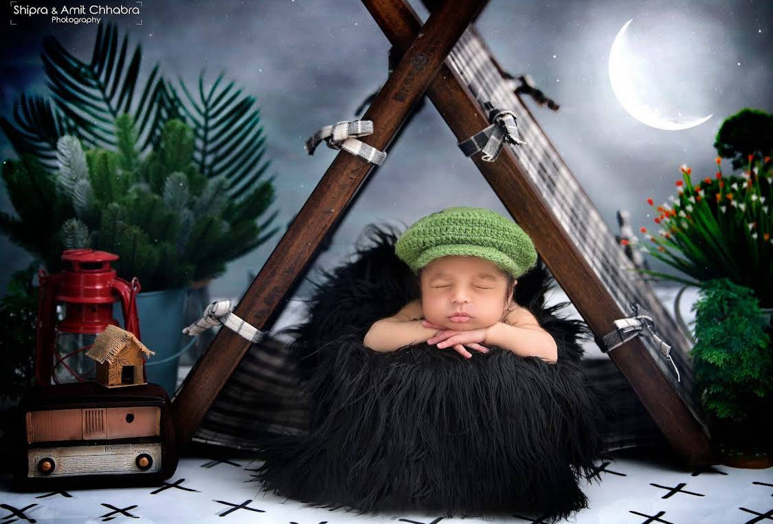 Black Faux Fur Photography Prop Rug Newborn Baby Toddler