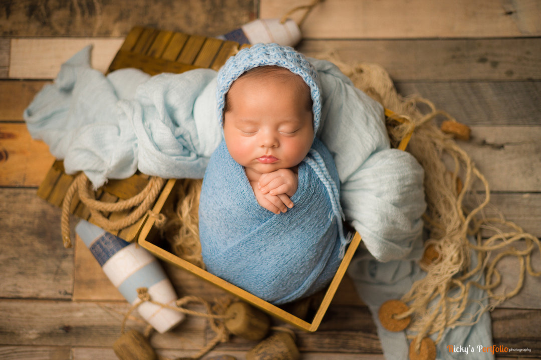 Light Blue Stretch Knit Wrap Newborn Photography Beautiful Photo Props