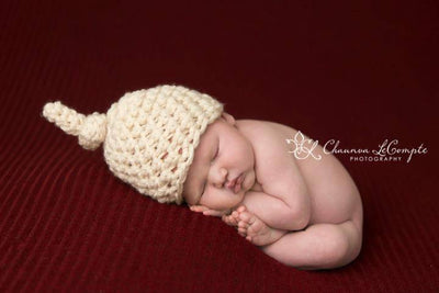 Cream Newborn Knot Hat - Beautiful Photo Props