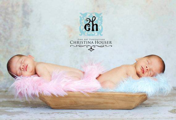 Newborn Pink Blue Mongolian Fur Rug Set - Beautiful Photo Props