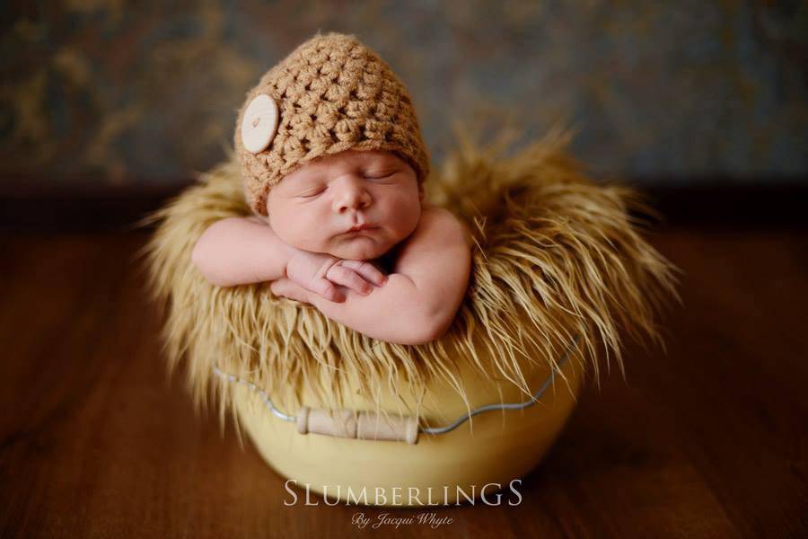 Toffee Brown Big Button Hat - Beautiful Photo Props