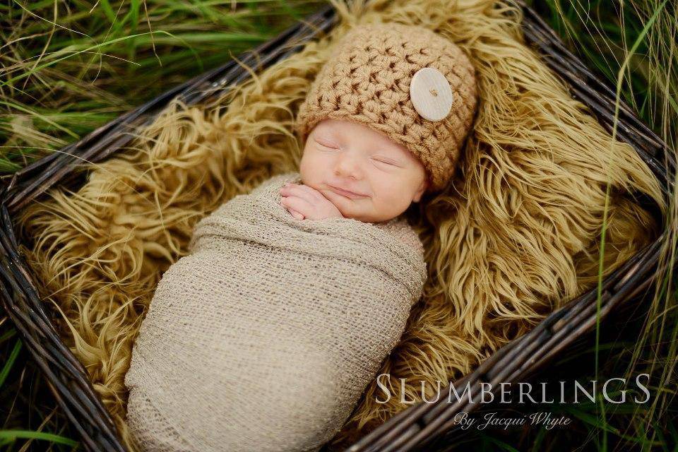 Toffee Brown Big Button Hat - Beautiful Photo Props