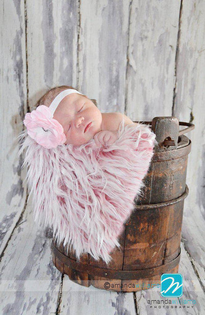 Frosted Red Mongolian Faux Fur Photography Prop Rug Newborn Baby Toddler - Beautiful Photo Props