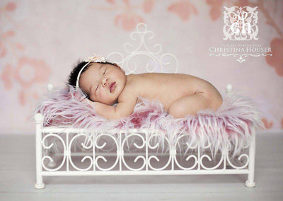 Frosted Red Mongolian Faux Fur Photography Prop Rug Newborn Baby Toddler - Beautiful Photo Props