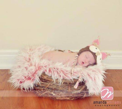 Frosted Red Mongolian Faux Fur Photography Prop Rug Newborn Baby Toddler - Beautiful Photo Props