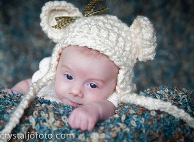 Cream Earflap Teddy Bear Hat - Beautiful Photo Props