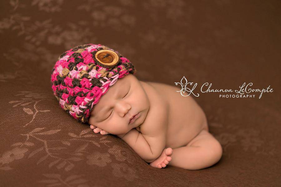 Pink Brown Camo Newborn Hat - Beautiful Photo Props