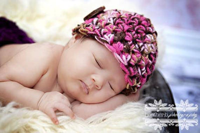 Pink Brown Camo Newborn Hat - Beautiful Photo Props