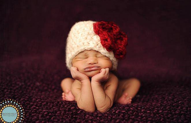 White Red Newborn Cloche Beanie Hat - Beautiful Photo Props