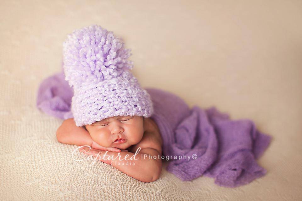 Lavender Newborn Pom Hat - Beautiful Photo Props
