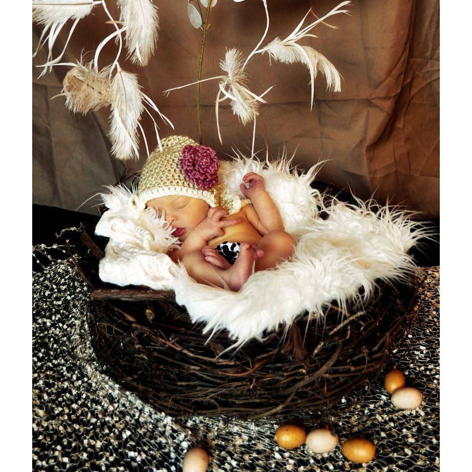 SET Chocolate Faux Fur, good Wood Branch Nest, Owl Nest, Bird Nest, Newborn Nest, Newborn Photography, Photo Prop