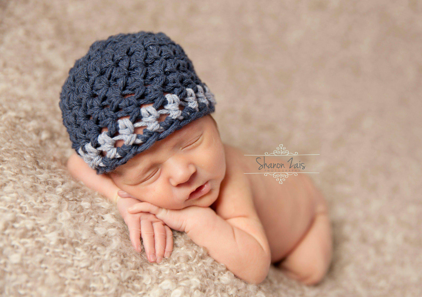 Cotton Beanie Hat Denim Baby Blue - Beautiful Photo Props