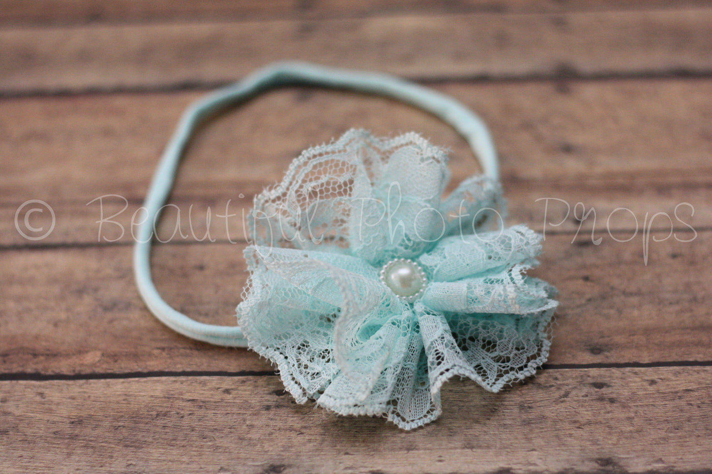 Vintage Lace Flower Headband Baby Blue - Beautiful Photo Props