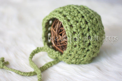 Simply Cotton Baby Bonnet in Pistachio - Beautiful Photo Props