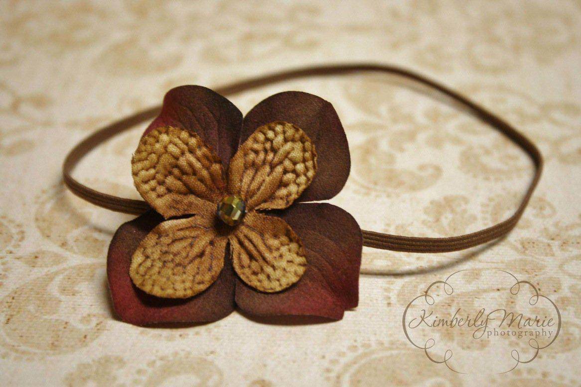 Chocolate Brown Two Tone Flower Headband - Beautiful Photo Props