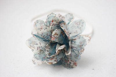 Blue Denim Petals Flower Tulle Headband - Beautiful Photo Props