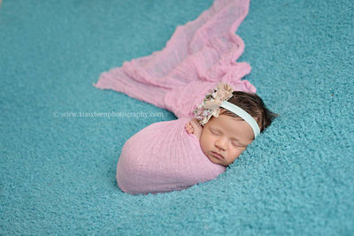 SET Gray Mohair Knit Baby Wrap and Pink Cheesecloth Cheese Cloth Wrap - Beautiful Photo Props