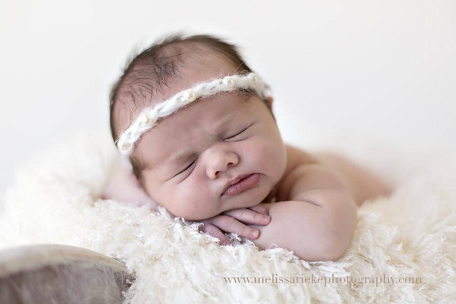 White Five Pearl Mohair Halo Tieback Headband - Beautiful Photo Props