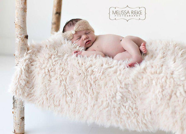 Cream Minkyak Faux Fur Photography Prop Rug