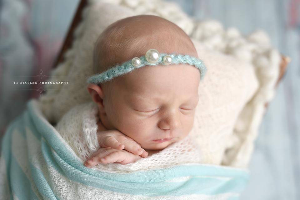 Baby Blue Triple Pearls Mohair Halo Tieback Headband - Beautiful Photo Props